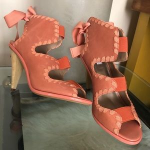 Rachel Roy Strappy Leather Ankle-Bow High Heels